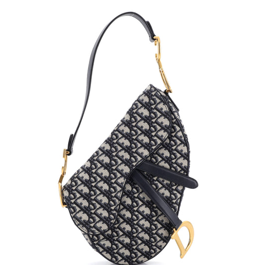 Christian Dior Saddle Handbag, Oblique Canvas, Medium