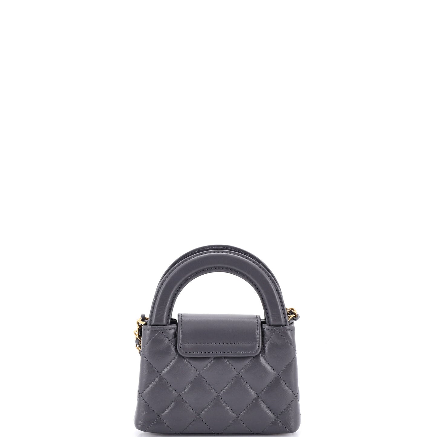 Chanel Kelly Top Handle Shopping Bag in Quilted Shiny Aged Calfskin Nano
