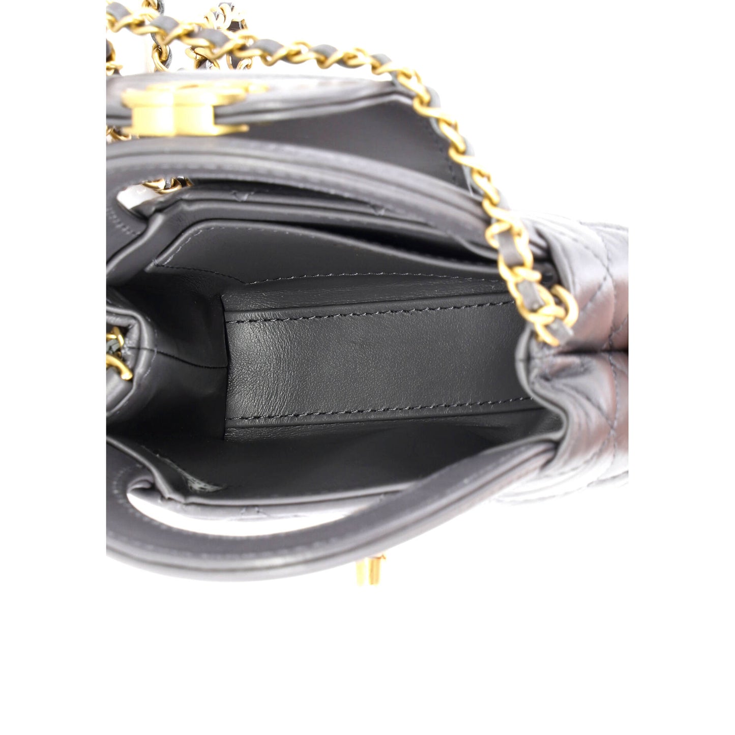 Chanel Kelly Top Handle Shopping Bag in Quilted Shiny Aged Calfskin Nano
