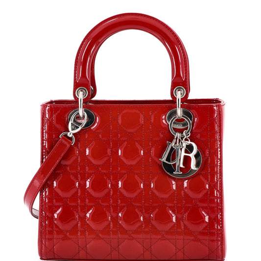 Christian Dior Lady Dior Cannage Quilted Enamel Medium Bag