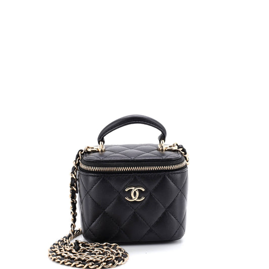 Chanel Classic Top Handle Vanity Case with Chain, Quilted Lambskin, Mini