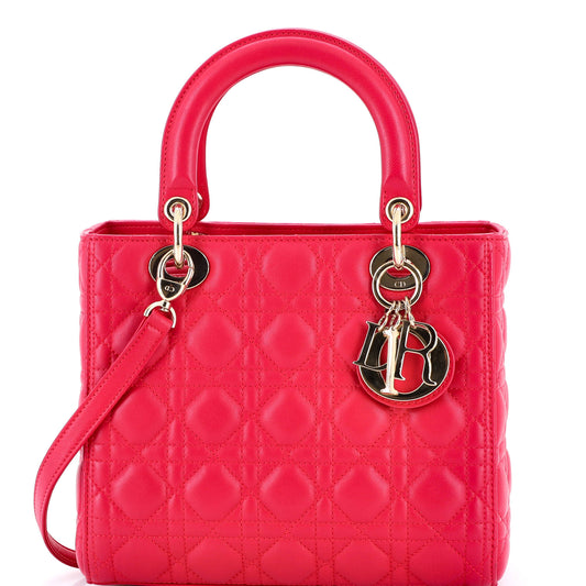 Christian Dior Lady Dior Cannage Quilted Lambskin Medium Bag