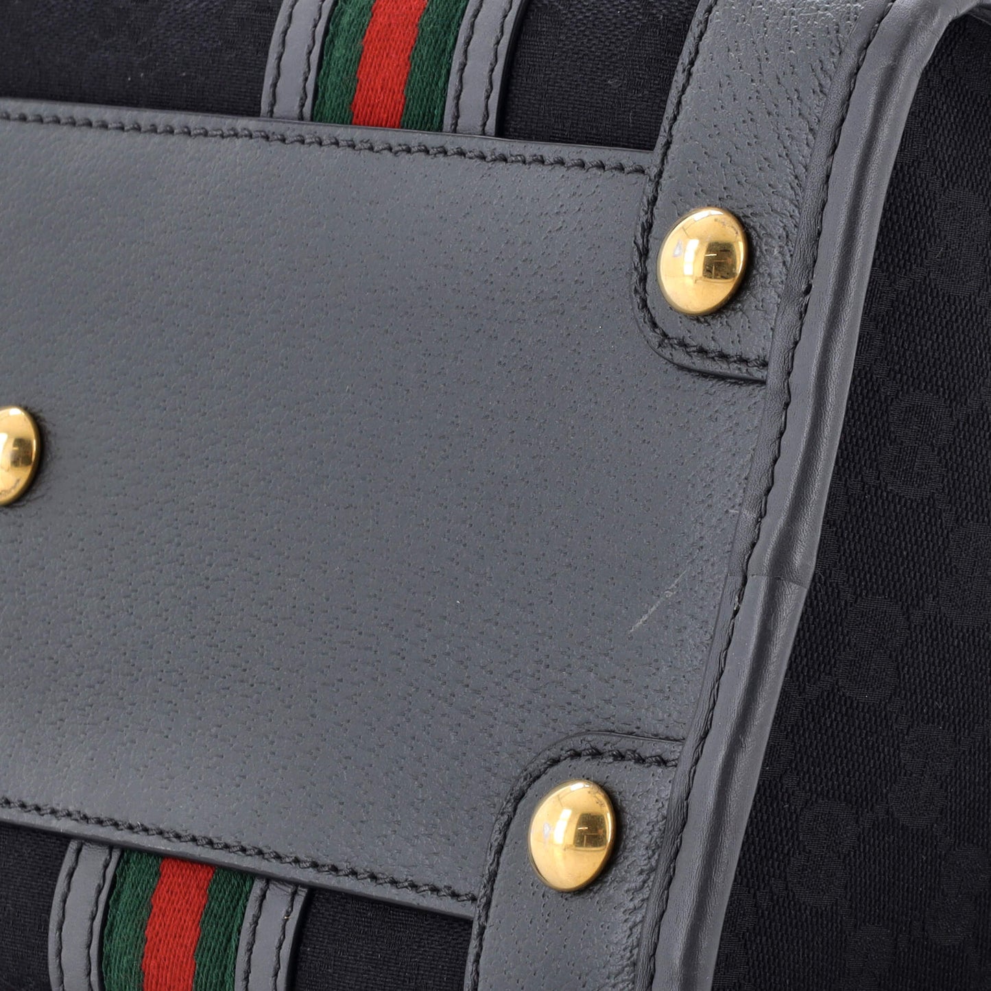 Gucci Bauletto Top Handle Bag in GG Canvas and Leather, Medium