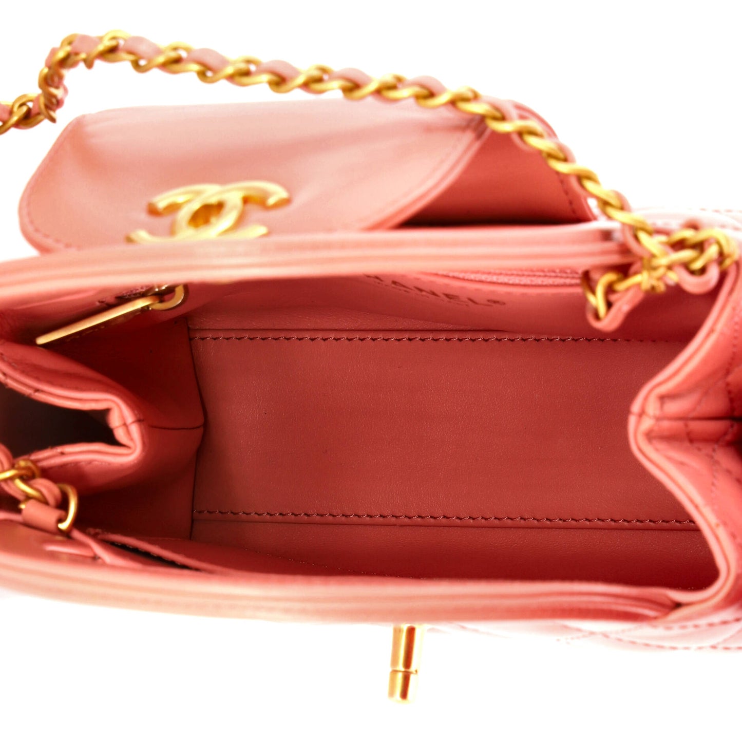 Chanel Kelly Mini Top Handle Shopping Bag in Quilted Shiny Aged Calfskin