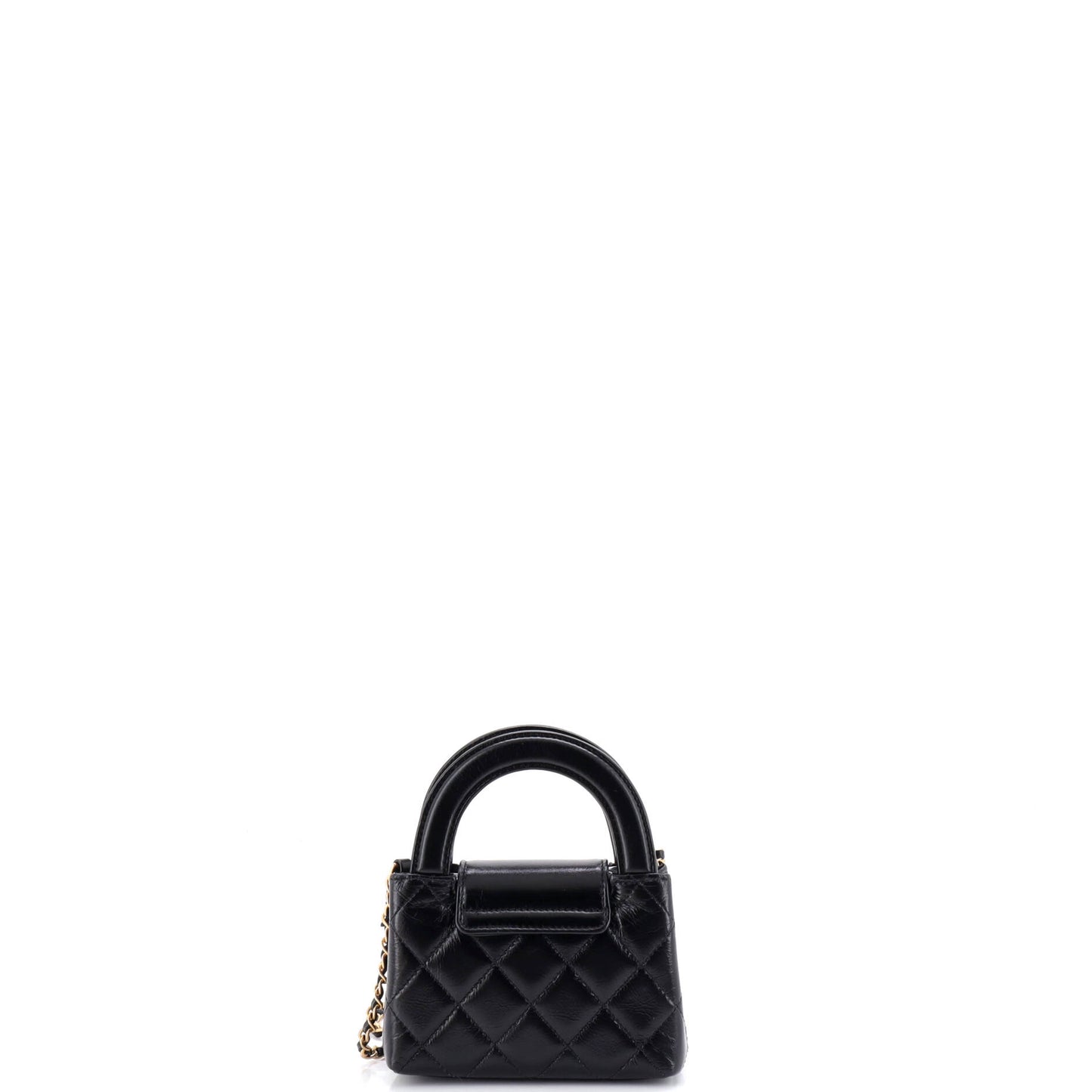 Chanel Kelly Top Handle Shopping Bag in Quilted Shiny Aged Calfskin Nano
