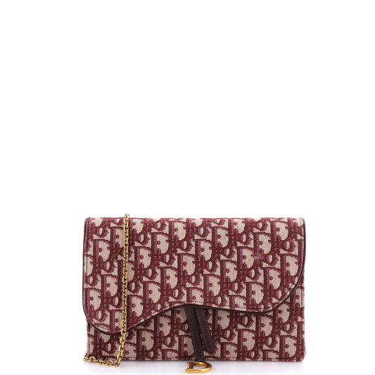 Christian Dior Saddle Chain Clutch in Oblique Canvas