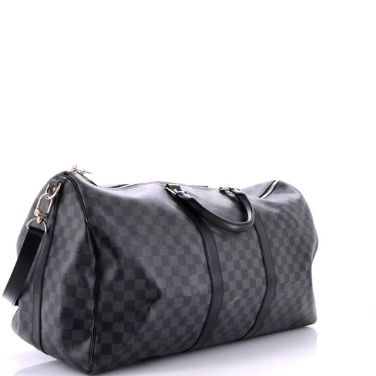 Louis Vuitton Keepall Bandouliere Bag in Damier Graphite 55
