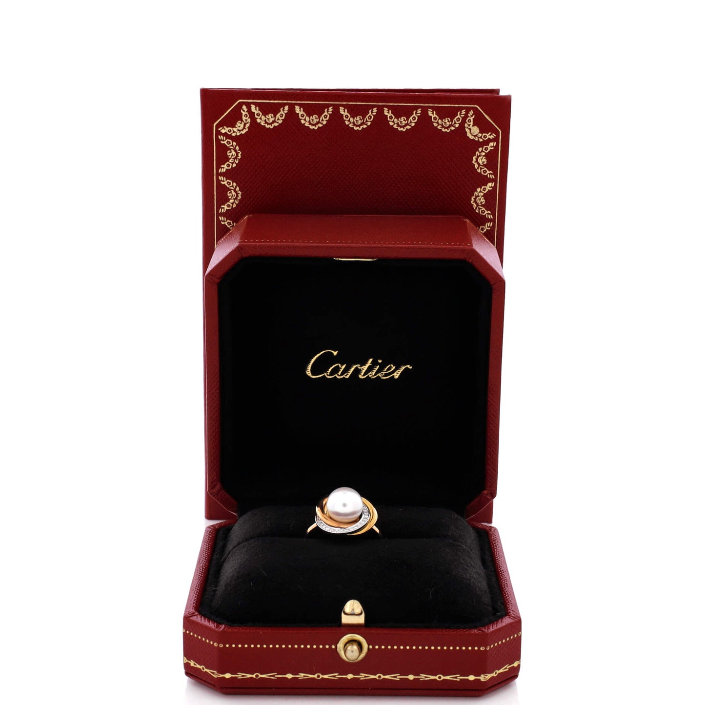 カルティエ トリニティ パール リング 18K トリコロールゴールド パール＆ダイヤモンド 14mm