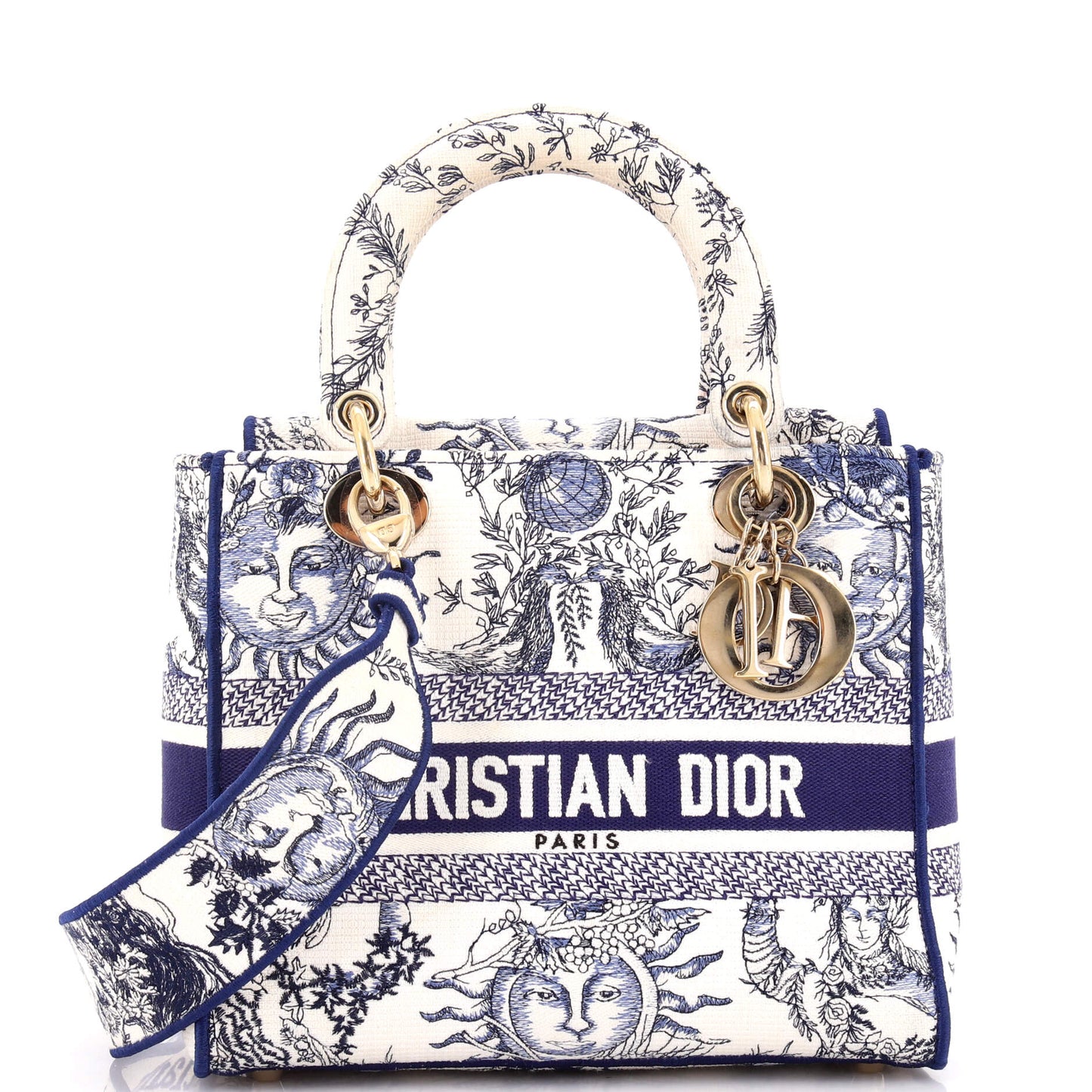Christian Dior Lady D-Lite Bag, Medium, Embroidered Canvas