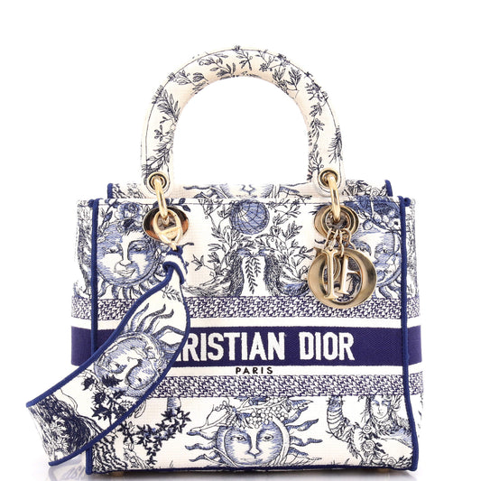 Christian Dior Lady D-Lite Bag, Medium, Embroidered Canvas