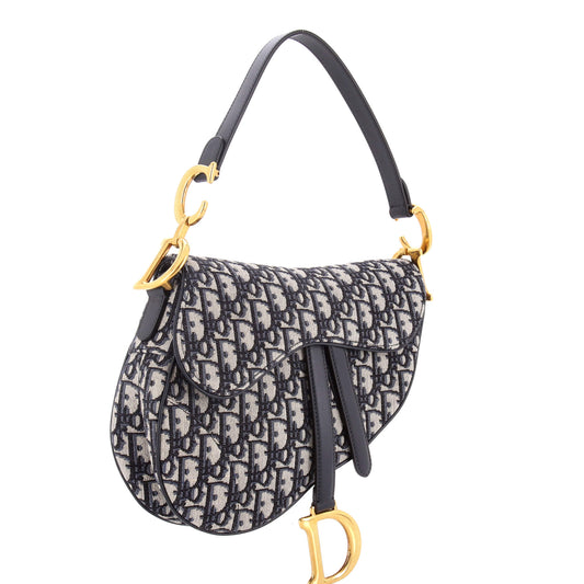 Christian Dior Saddle Handbag, Oblique Canvas, Medium