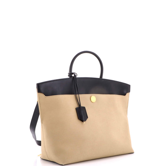 バーバリー ソサエティ トップハンドルバッグ キャンバス レザー ラージ