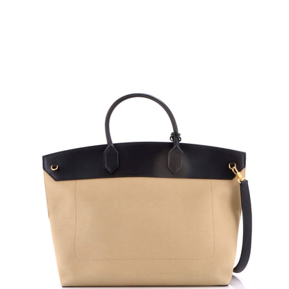 バーバリー ソサエティ トップハンドルバッグ キャンバス レザー ラージ