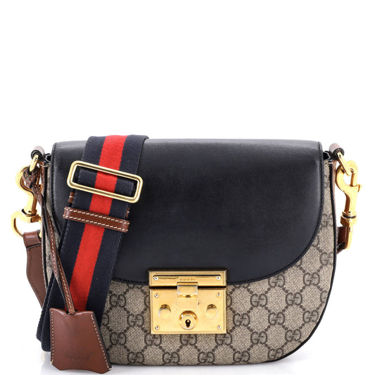 Gucci Padlock Saddle Shoulder Bag, Medium, GG Coated Canvas and Leather