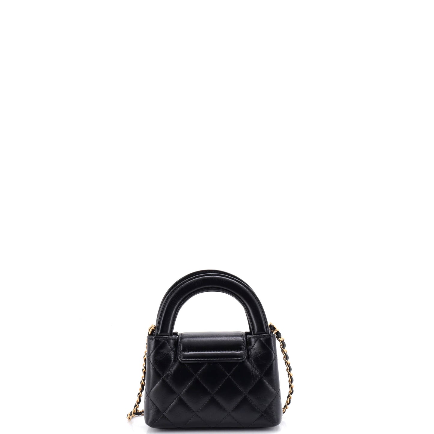 Chanel Kelly Top Handle Shopping Bag in Quilted Shiny Aged Calfskin Nano