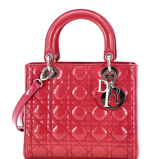 Christian Dior Lady Dior Cannage Quilted Enamel Medium Bag