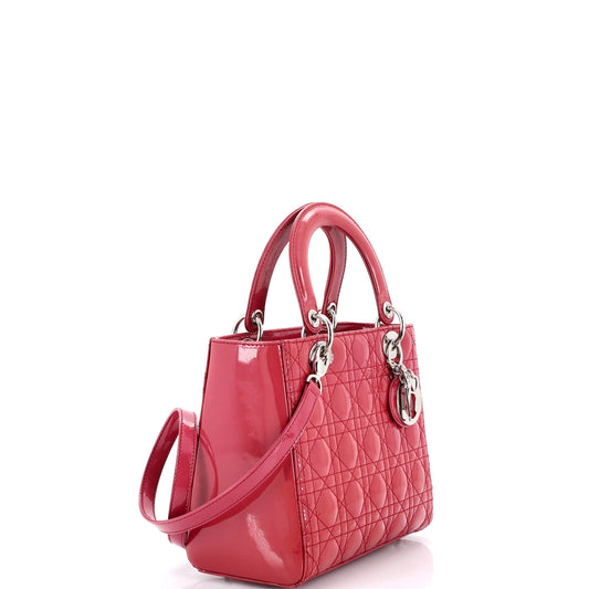 Christian Dior Lady Dior Cannage Quilted Enamel Medium Bag