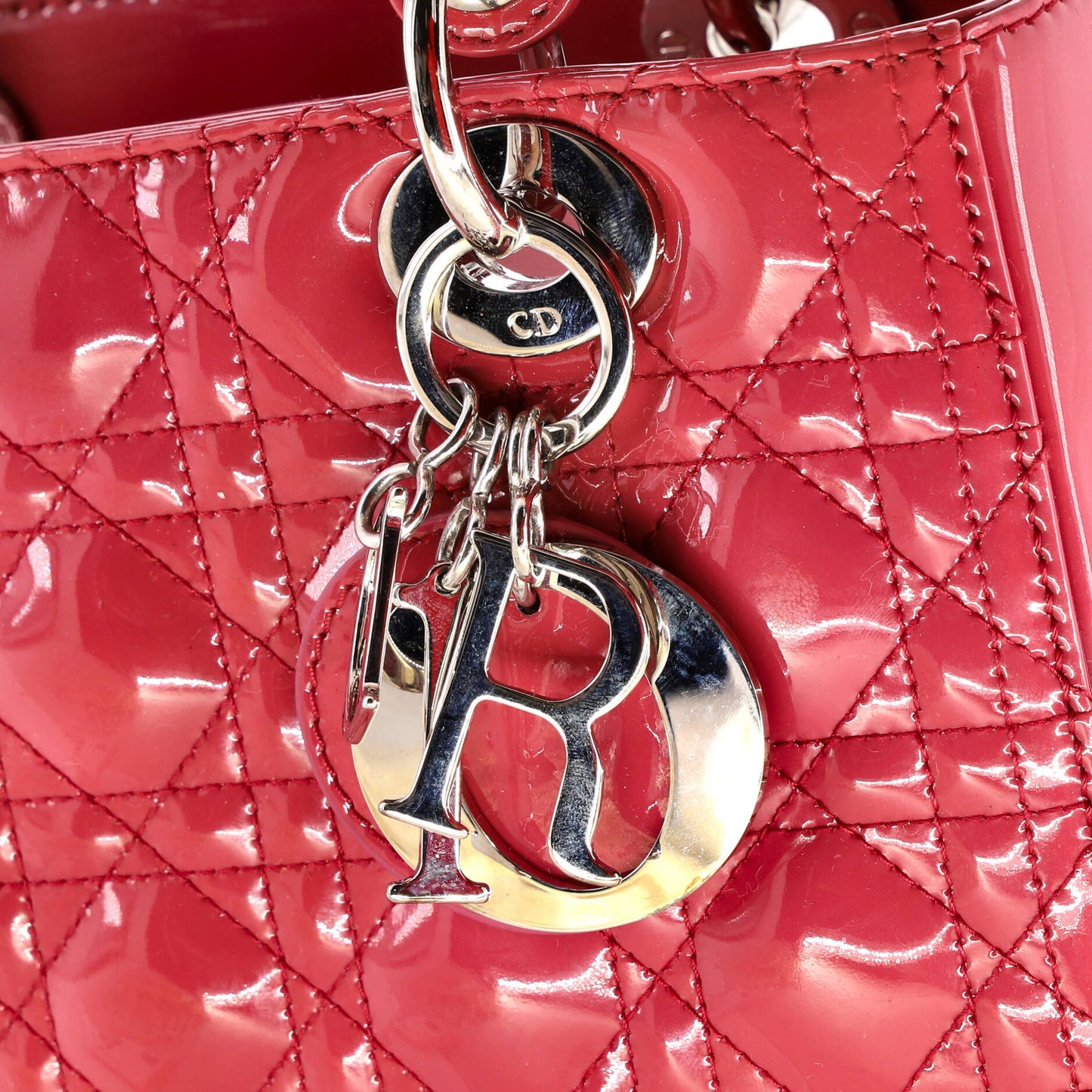 Christian Dior Lady Dior Cannage Quilted Enamel Medium Bag