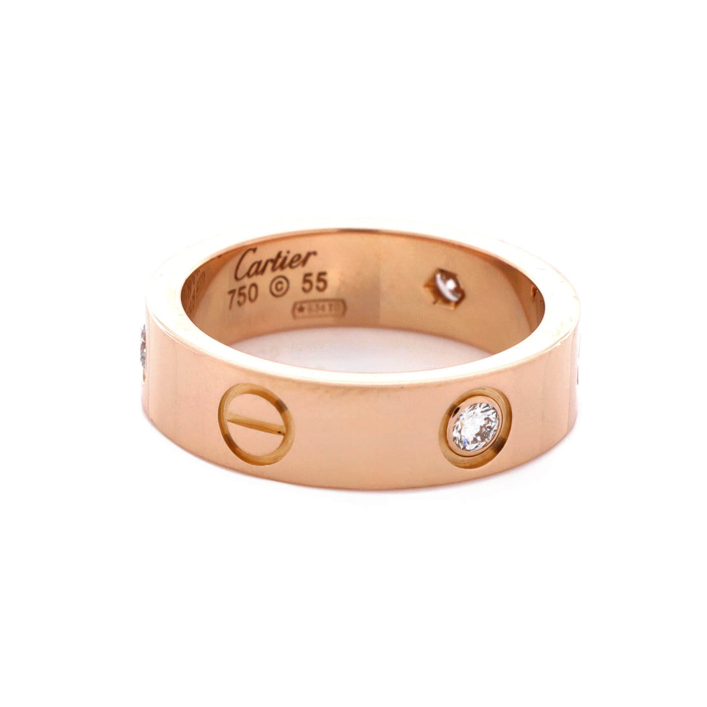 カルティエ ラブ 3ダイヤモンド バンドリング 18Kローズゴールド ダイヤモンド付き