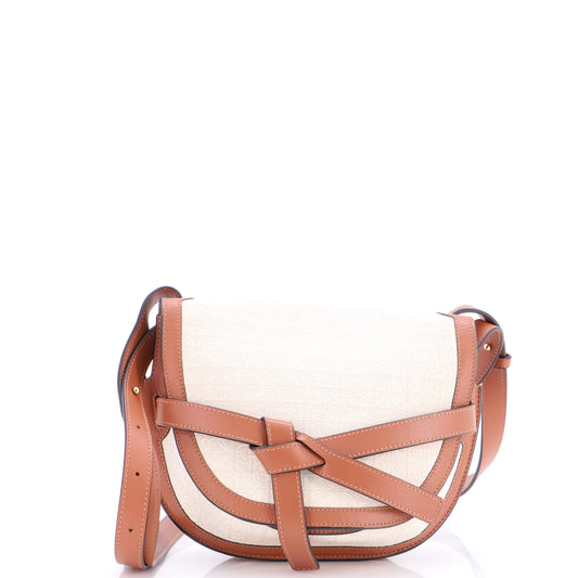 Loewe Gate Dual Shoulder Bag in Anagram Canvas and Leather, Small