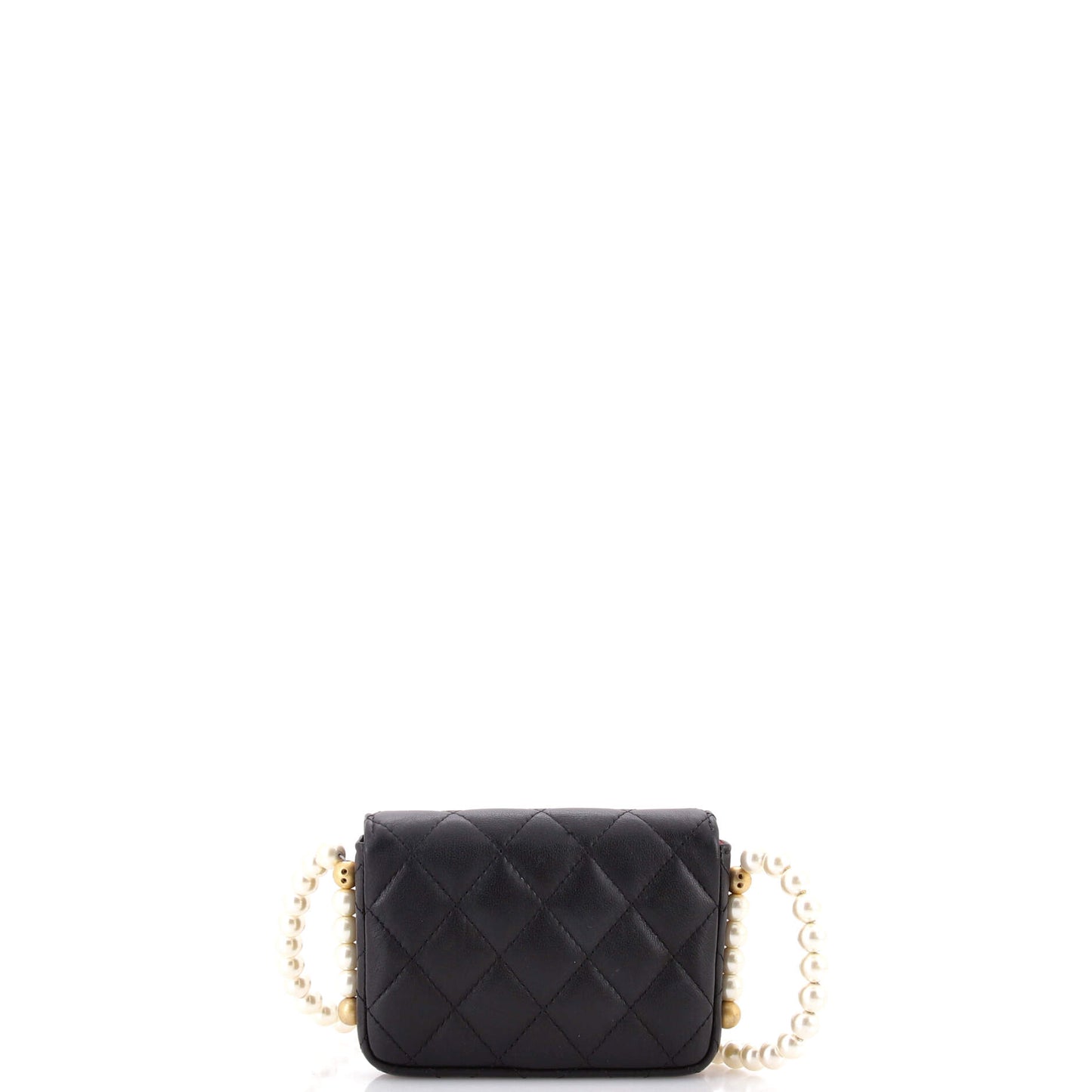 CHANEL About Pearls Flap Card Holder in Quilted Calfskin with Chain