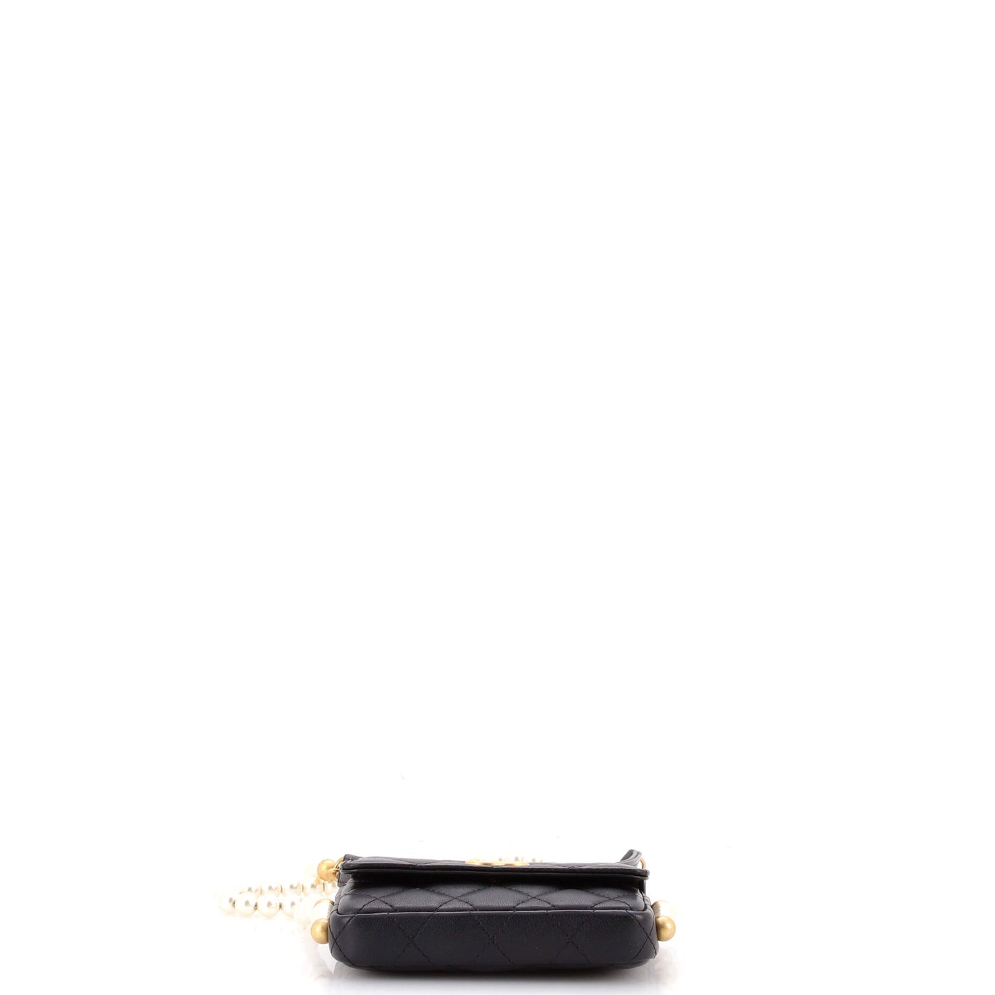 CHANEL About Pearls Flap Card Holder in Quilted Calfskin with Chain