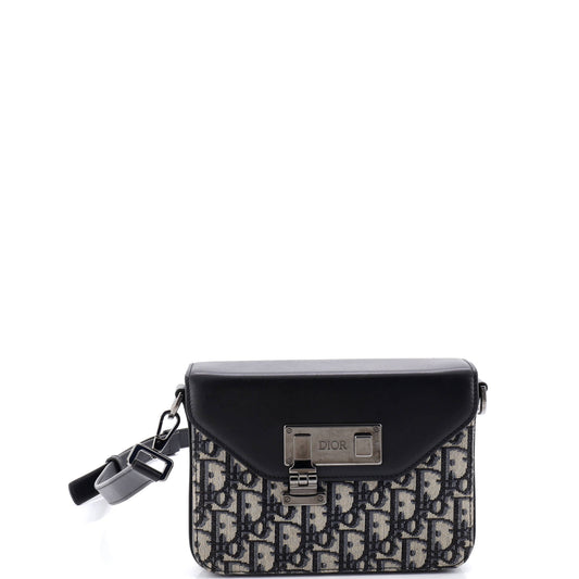 Christian Dior Clasp Lock Messenger Pouch in Oblique Canvas and Leather