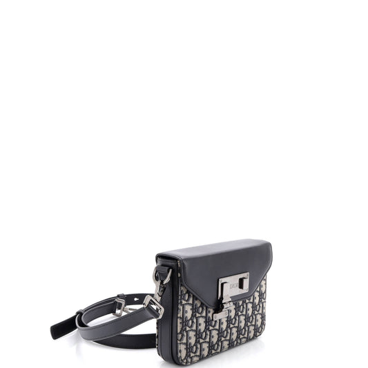 Christian Dior Clasp Lock Messenger Pouch in Oblique Canvas and Leather