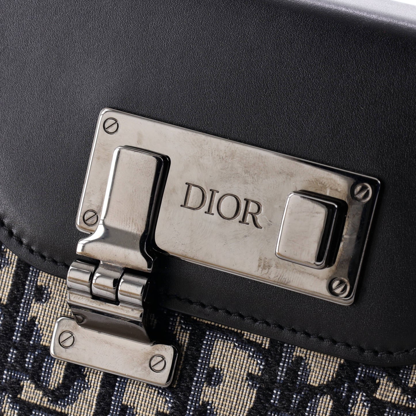 Christian Dior Clasp Lock Messenger Pouch in Oblique Canvas and Leather