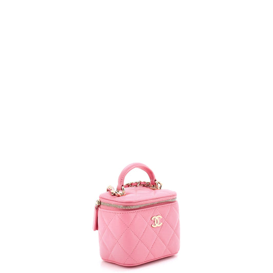 Chanel Classic Top Handle Vanity Case with Chain, Quilted Lambskin, Mini