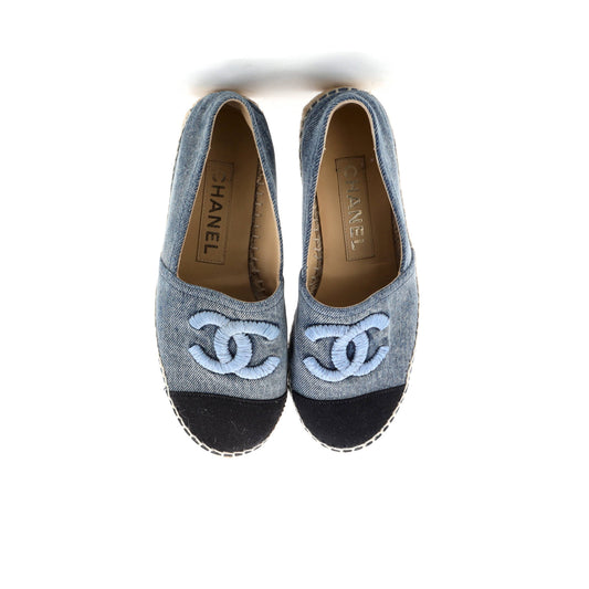 Chanel Women's CC Cap Toe Espadrilles in Denim