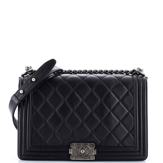 Chanel Boy Flap Bag in Quilted Calfskin, Old Medium