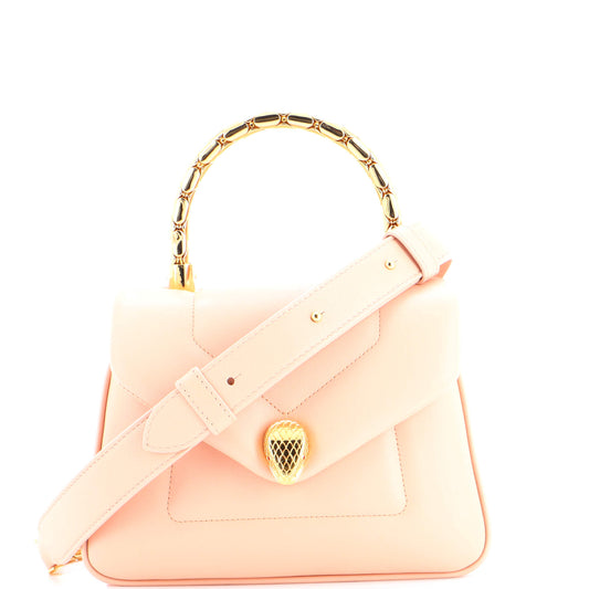 Bvlgari Serpenti Reverse Top Handle Bag in Leather, Small