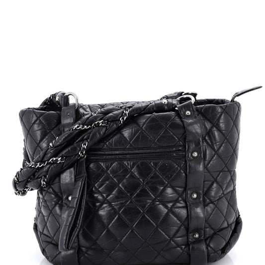 Chanel Lady Braid Shopping Tote in Quilted and Distressed Lambskin, Medium