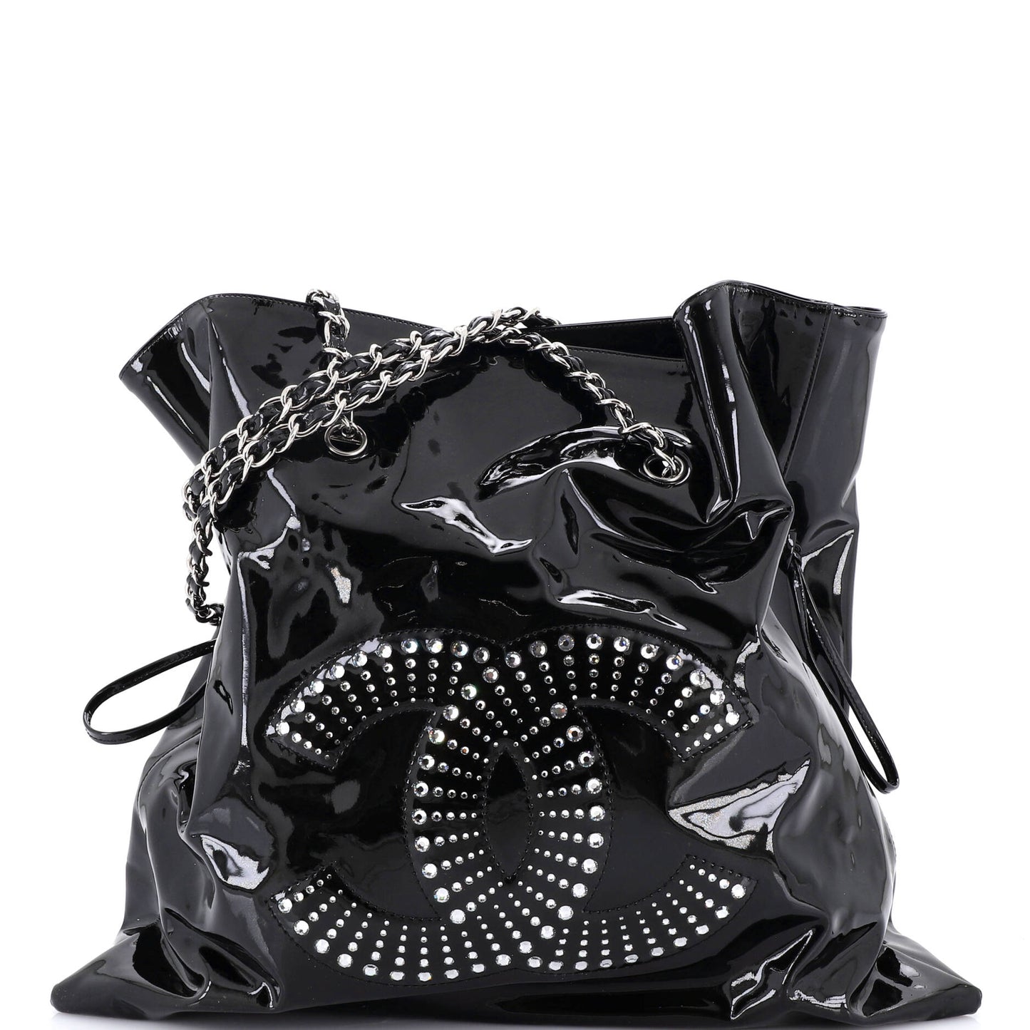 Chanel Bonbon Tote Bag, Strass-embellished Patent Leather, Large