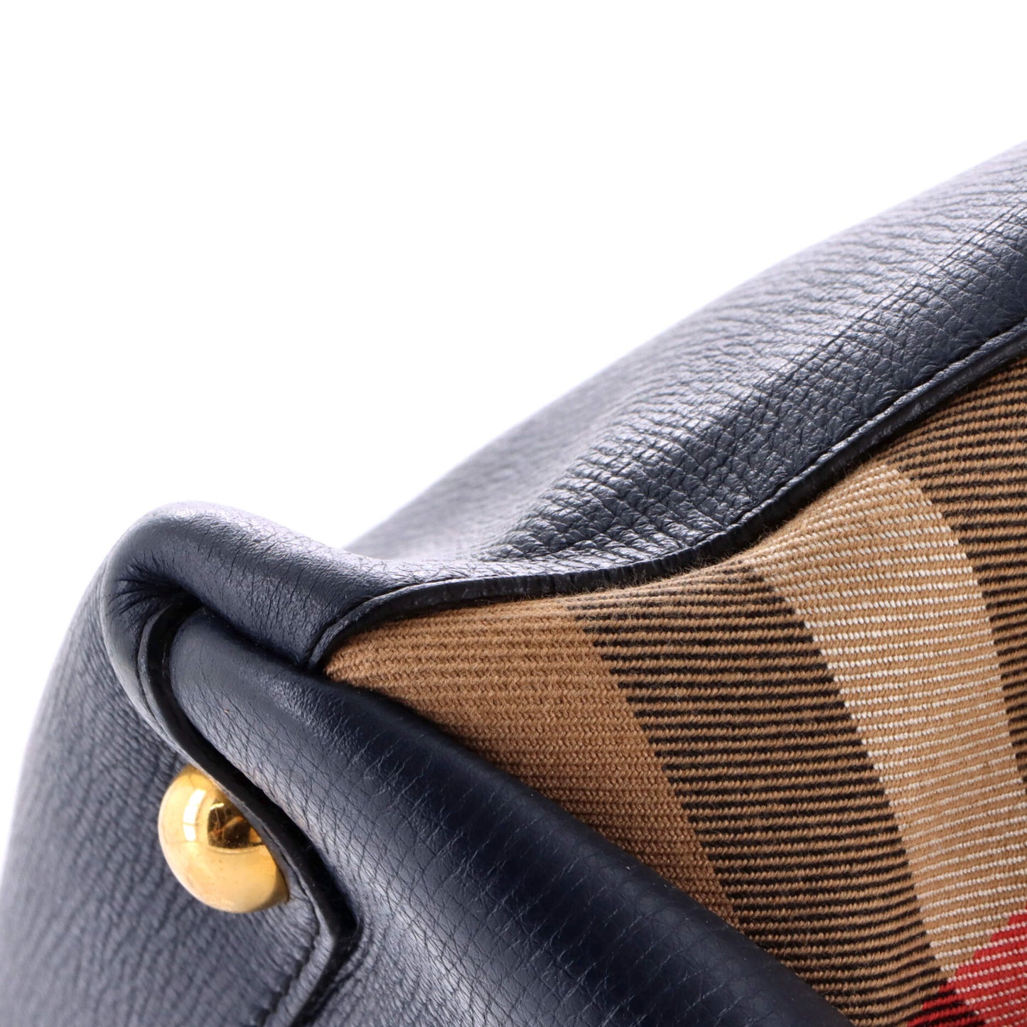 Burberry Banner Tote in Leather and House Check Canvas, Medium