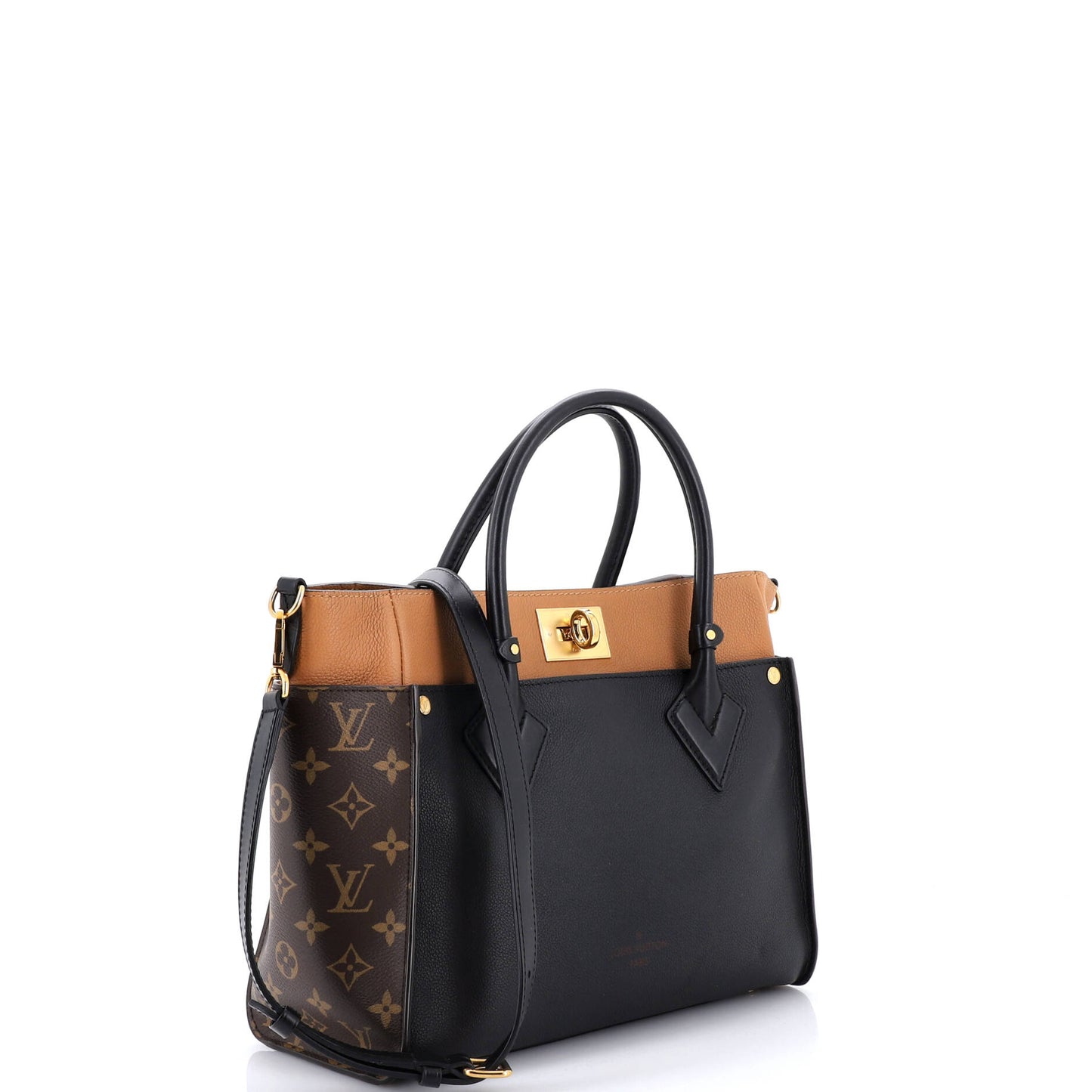 Louis Vuitton On My Side Tote Bag in Leather and Monogram Canvas, MM
