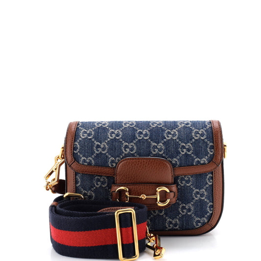 Gucci Horsebit 1955 Mini Shoulder Bag in GG Denim