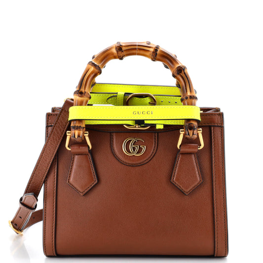 Gucci Diana NM Bamboo Handle Tote Bag in Leather, Mini
