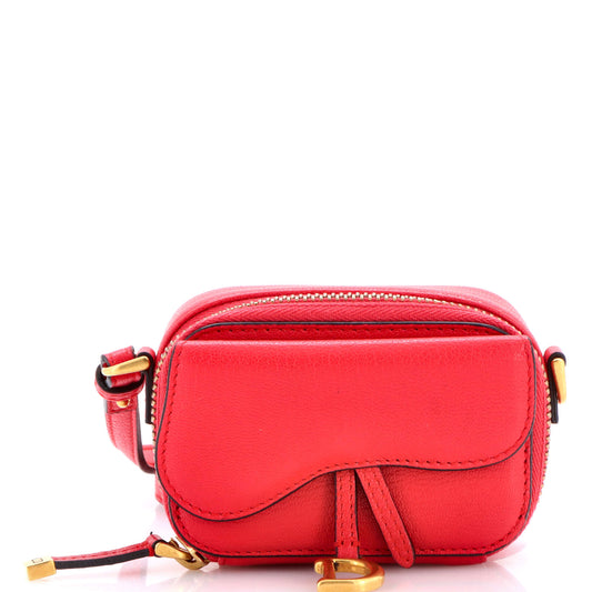 Christian Dior Saddle Shoulder Strap Pouch, Mini, Goatskin