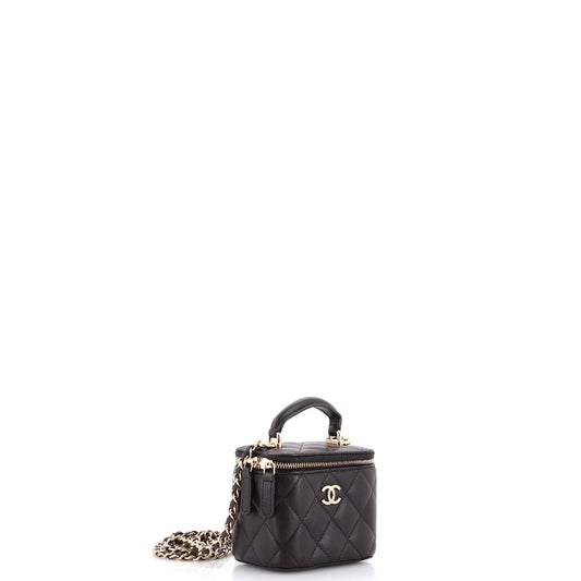 Chanel Classic Top Handle Vanity Case with Chain, Quilted Lambskin, Mini