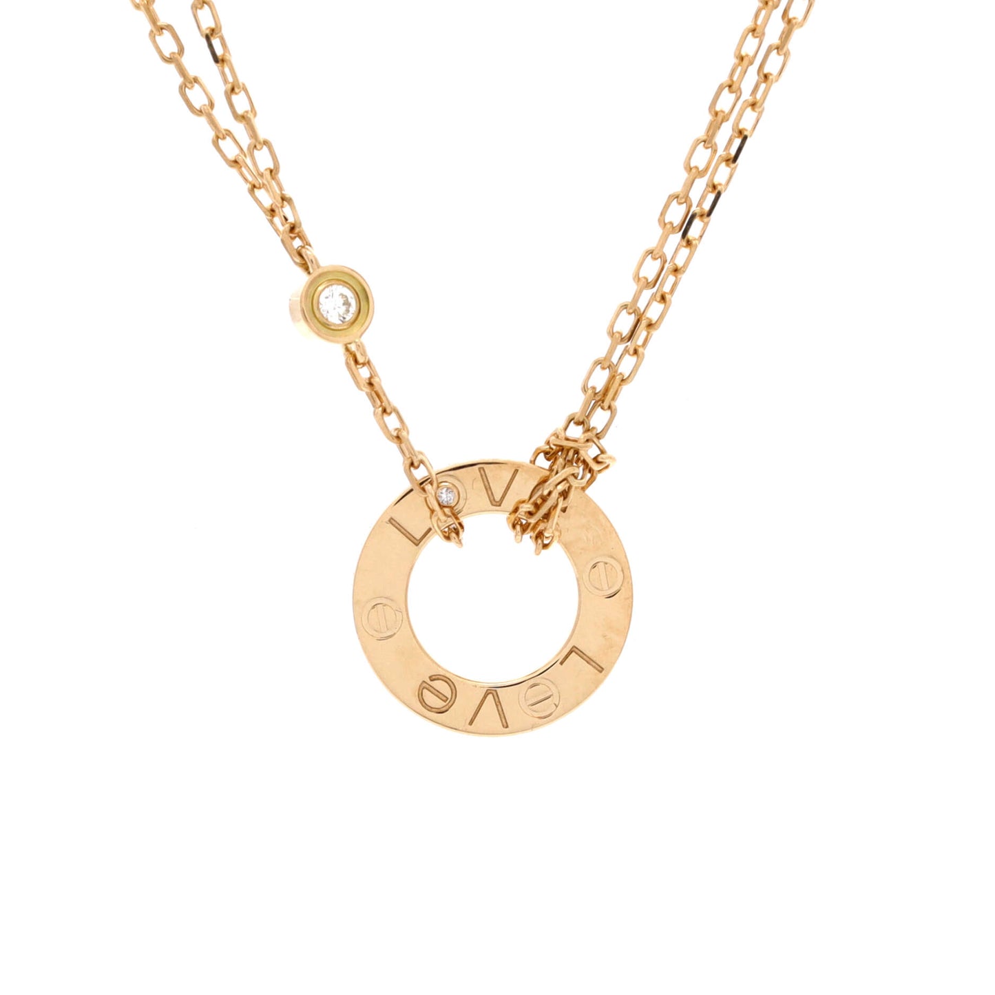 Cartier 2-Diamond Love Pendant Necklace in 18K Yellow Gold and Diamonds