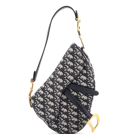 Christian Dior Saddle Handbag, Oblique Canvas, Medium