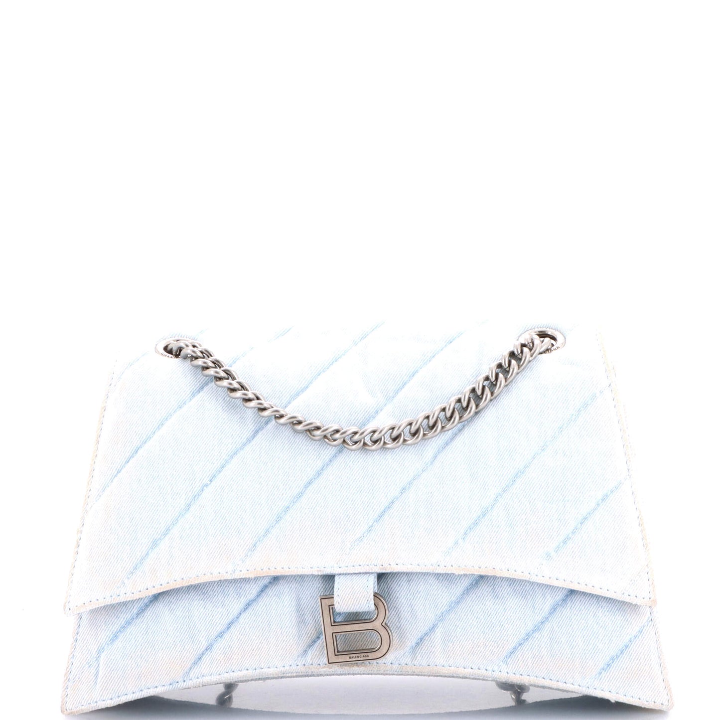 Balenciaga Crushed Chain Flap Bag in Quilted Denim, Medium