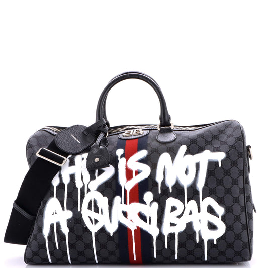 Balenciaga x Gucci The Hacker Project Graffiti BB Canvas Medium Duffle Bag