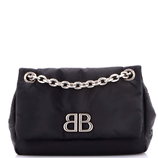 Balenciaga Monaco Chain Flap Nylon Mini Shoulder Bag