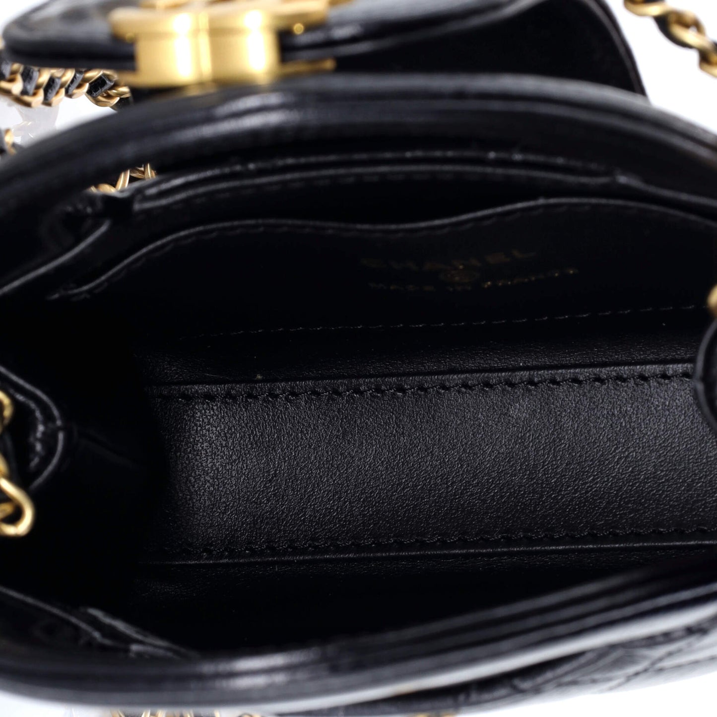 Chanel Kelly Top Handle Shopping Bag in Quilted Shiny Aged Calfskin Nano