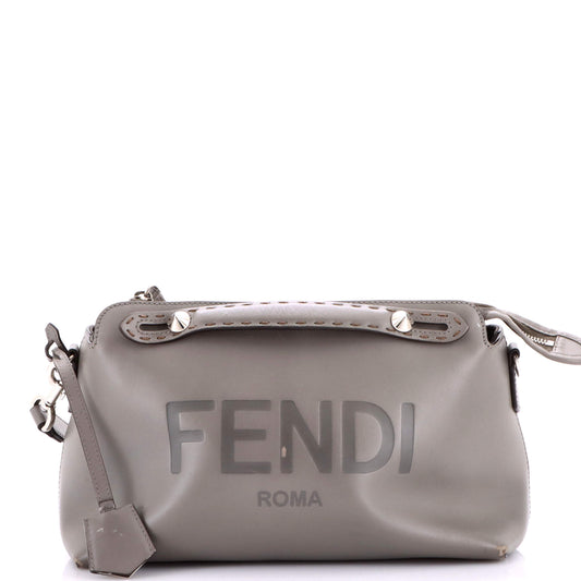 Fendi Logo By the Way Medium Satchel in Embossed Leather