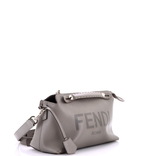 Fendi Logo By the Way Medium Satchel in Embossed Leather