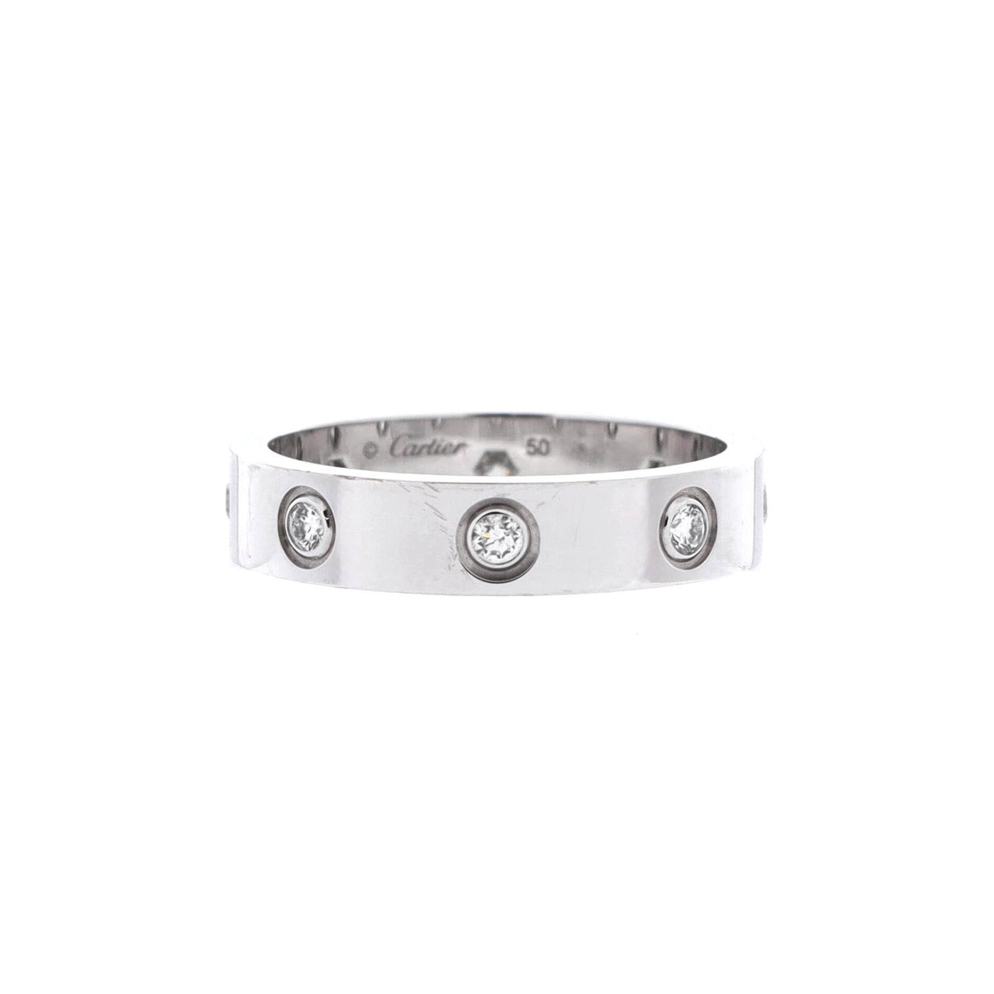 Cartier Love Wedding Band 8 Diamond Ring in 18K White Gold (with Diamonds)